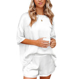 Pajama Set Short Sleeve Sleepwear Women Home Clothing.