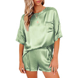 Pajama Set Short Sleeve Sleepwear Women Home Clothing.