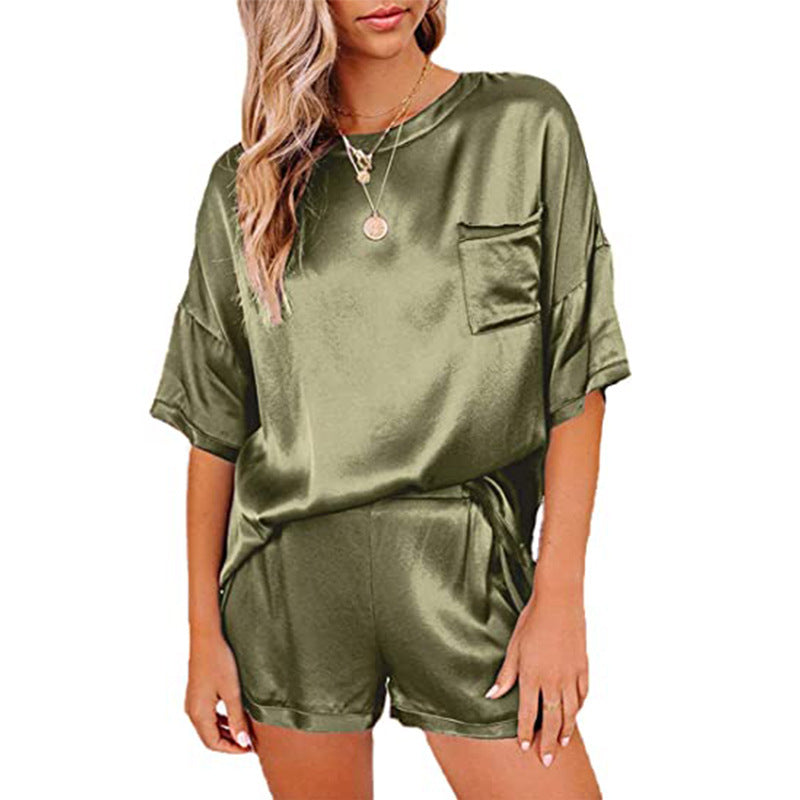 Pajama Set Short Sleeve Sleepwear Women Home Clothing.