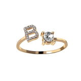 New Design Adjustable 26 Initial Letter Ring Fashion Jewelry For Women Simple Elegant Jewelry.