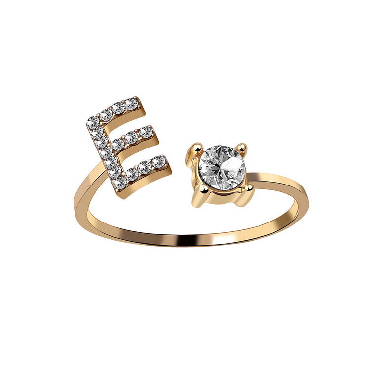 New Design Adjustable 26 Initial Letter Ring Fashion Jewelry For Women Simple Elegant Jewelry.