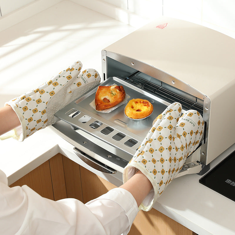 Anti-Scalding Microwave Cotton Non-Slip Insulation Gloves Oven Mitts  Kitchen Heat Resistant
