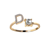 New Design Adjustable 26 Initial Letter Ring Fashion Jewelry For Women Simple Elegant Jewelry.