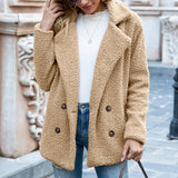 Loose Lapel Fluffy Coat Winter Button Jacket Cardigan Outwear For Women Clothing.