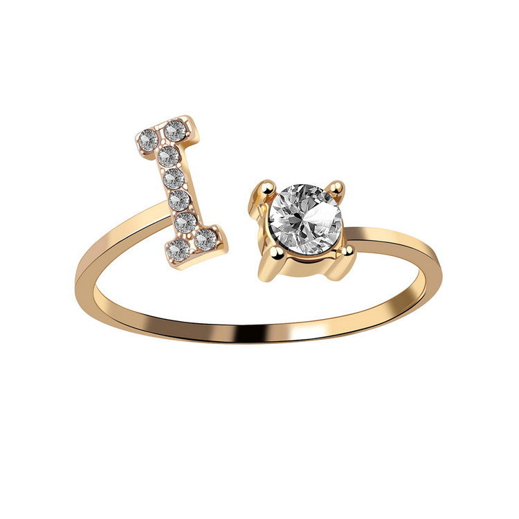 New Design Adjustable 26 Initial Letter Ring Fashion Jewelry For Women Simple Elegant Jewelry.