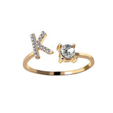 New Design Adjustable 26 Initial Letter Ring Fashion Jewelry For Women Simple Elegant Jewelry.