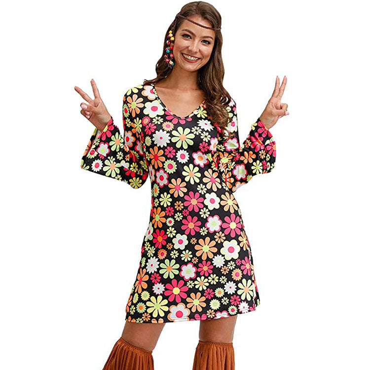 Hippie Clothing Print Dress Women.