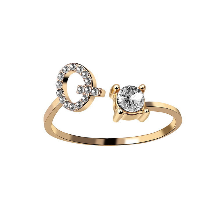 New Design Adjustable 26 Initial Letter Ring Fashion Jewelry For Women Simple Elegant Jewelry.