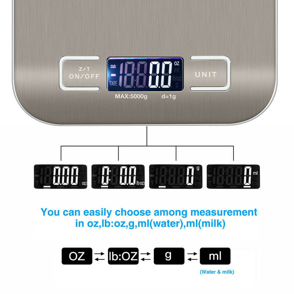 Digital Electronic Kitchen Food Diet Postal Scale Weight Balance 5KG 1g 11lb Kitchen