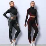 3PCS Yoga Set Seamless Sport Set Women Gym Clothing Leggings Women Crop Top Sports Bra.