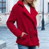 Loose Lapel Fluffy Coat Winter Button Jacket Cardigan Outwear For Women Clothing.