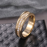 Simple Golden Sliver Rhinestones Ring Copper Plated RIngs Fashion Jewellery