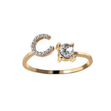 New Design Adjustable 26 Initial Letter Ring Fashion Jewelry For Women Simple Elegant Jewelry.