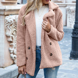 Loose Lapel Fluffy Coat Winter Button Jacket Cardigan Outwear For Women Clothing.