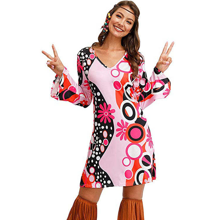Hippie Clothing Print Dress Women.