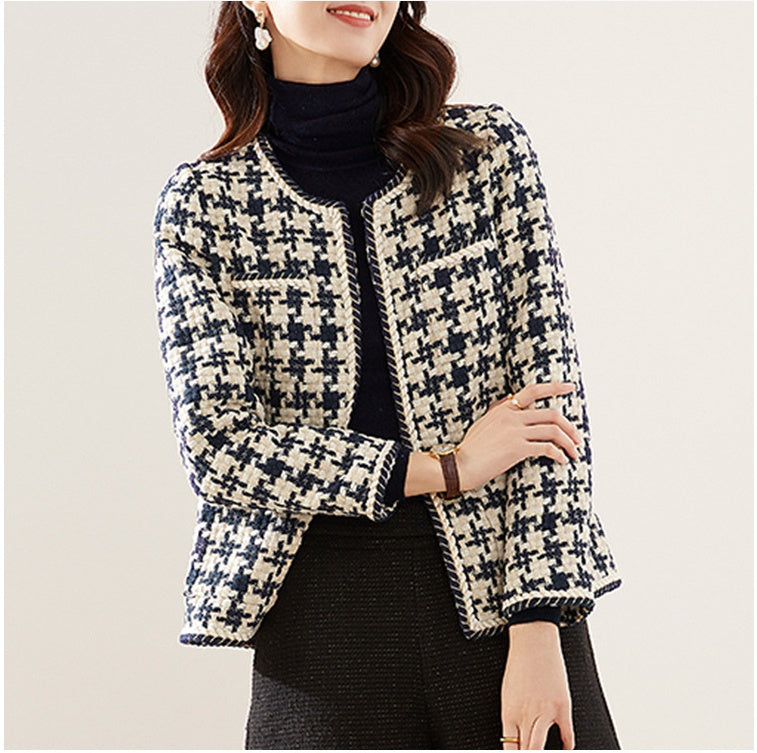 Houndstooth Small Fragrance Jacket Women Clothing.