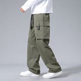 Large Loose Pockets Drawstring Boys Straight Cargo Pants