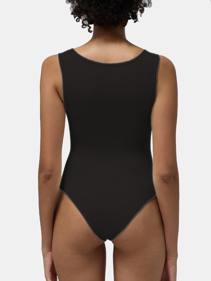 Women's One-piece Set Sleeveless Square Neck Skinny Yoga Bodysuit, Women's Sportswear Clothing.