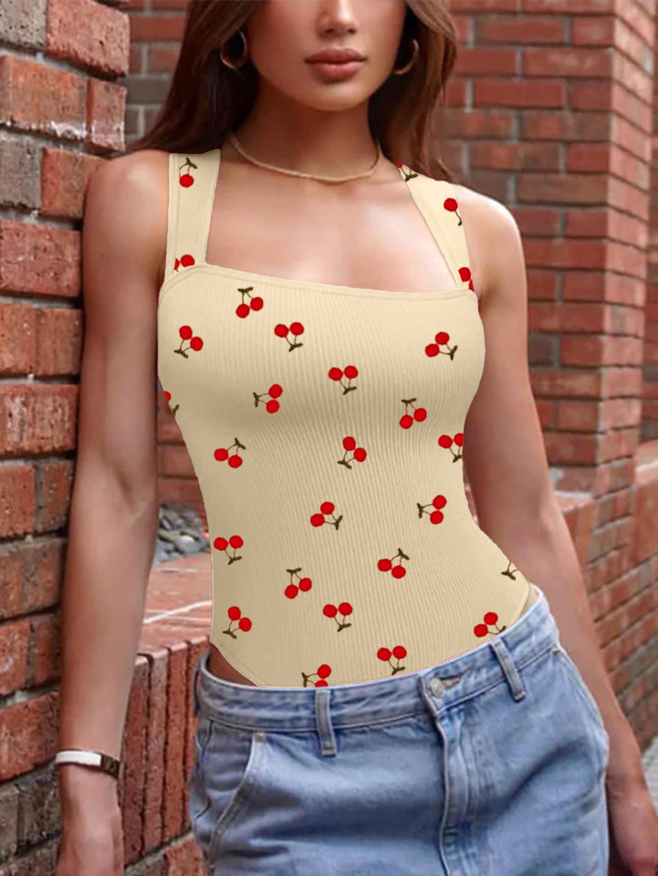 Women's One-piece Set Sleeveless Square Neck Skinny Yoga Bodysuit, Women's Sportswear Clothing.