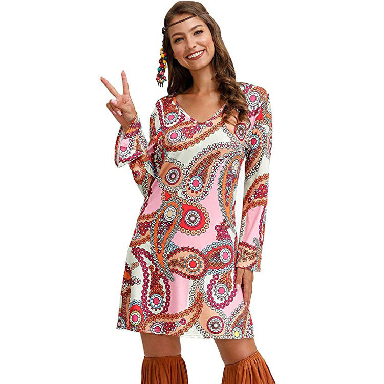 Hippie Clothing Print Dress Women.