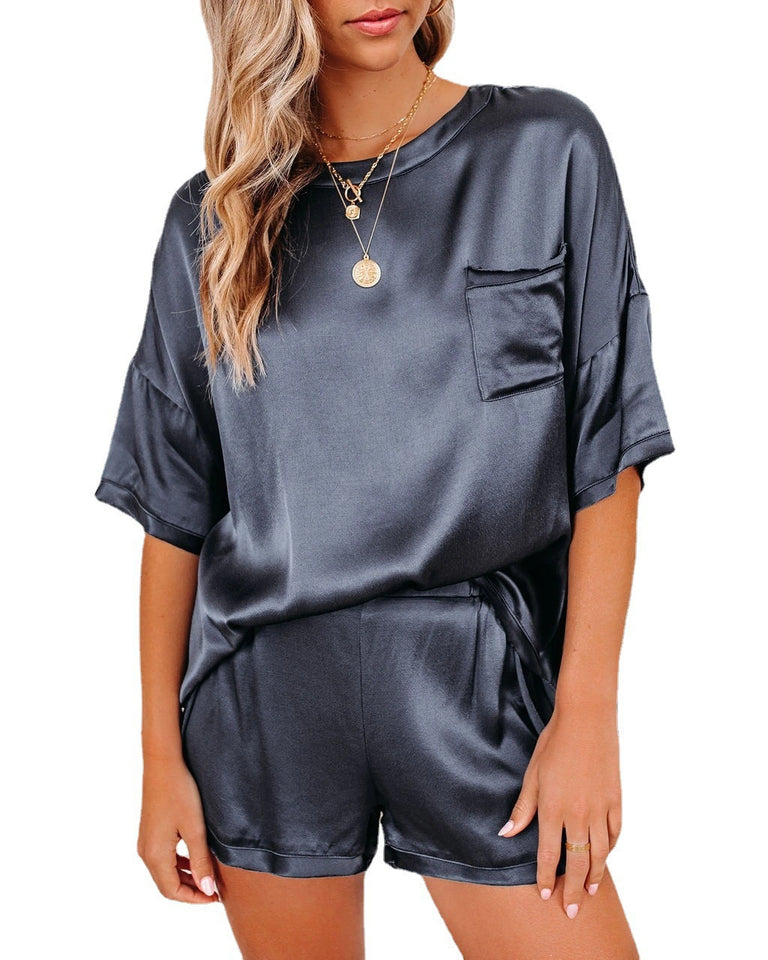 Pajama Set Short Sleeve Sleepwear Women Home Clothing.