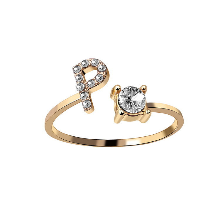 New Design Adjustable 26 Initial Letter Ring Fashion Jewelry For Women Simple Elegant Jewelry.