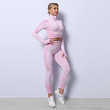 3PCS Yoga Set Seamless Sport Set Women Gym Clothing Leggings Women Crop Top Sports Bra.
