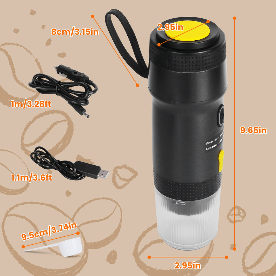 1Pc Portable Electric Espresso Machine Cordless Coffee Maker Self Heating Car Espresso Maker With Anti Dry