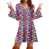 Hippie Clothing Print Dress Women.
