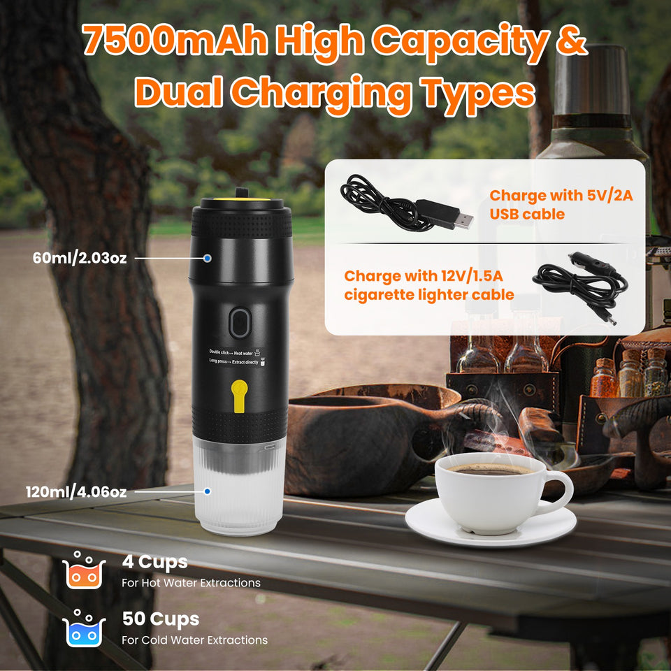 1Pc Portable Electric Espresso Machine Cordless Coffee Maker Self Heating Car Espresso Maker With Anti Dry