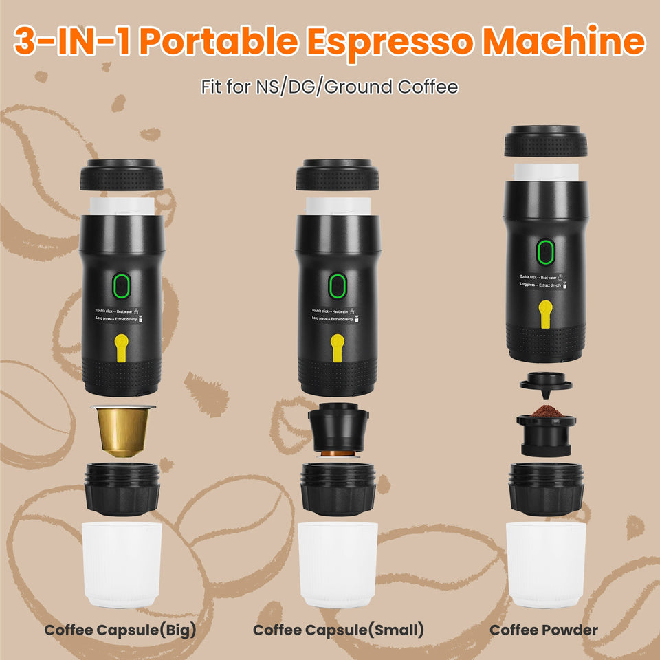 1Pc Portable Electric Espresso Machine Cordless Coffee Maker Self Heating Car Espresso Maker With Anti Dry