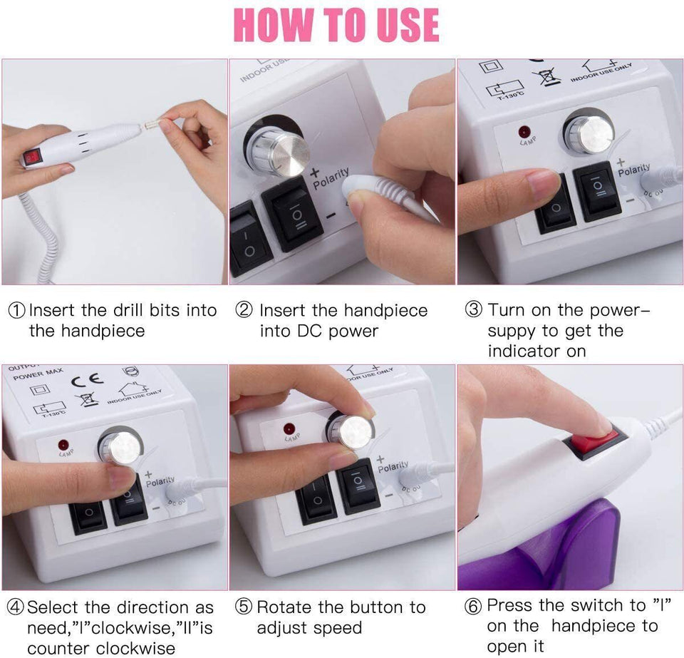 Electric Nail Drill Professional Machine Manicure Pedicure Portable Nail File UK