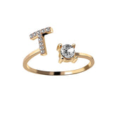New Design Adjustable 26 Initial Letter Ring Fashion Jewelry For Women Simple Elegant Jewelry.