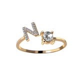 New Design Adjustable 26 Initial Letter Ring Fashion Jewelry For Women Simple Elegant Jewelry.