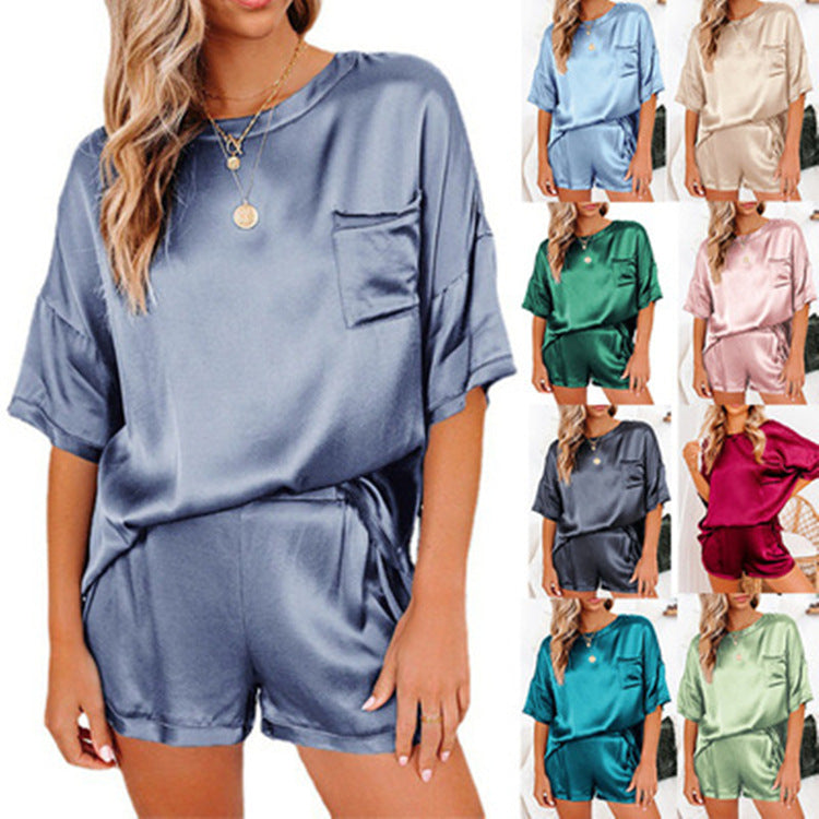 Pajama Set Short Sleeve Sleepwear Women Home Clothing.