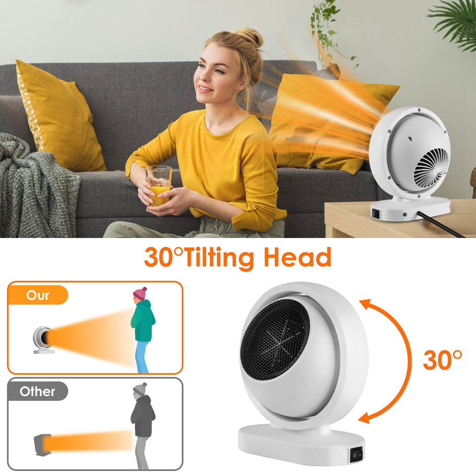 1Pc 380W Space Heater With 30 Degree Tilting Angle 3S Fast Heating Portable Desktop Electric