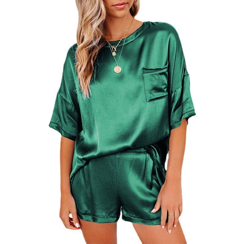 Pajama Set Short Sleeve Sleepwear Women Home Clothing.