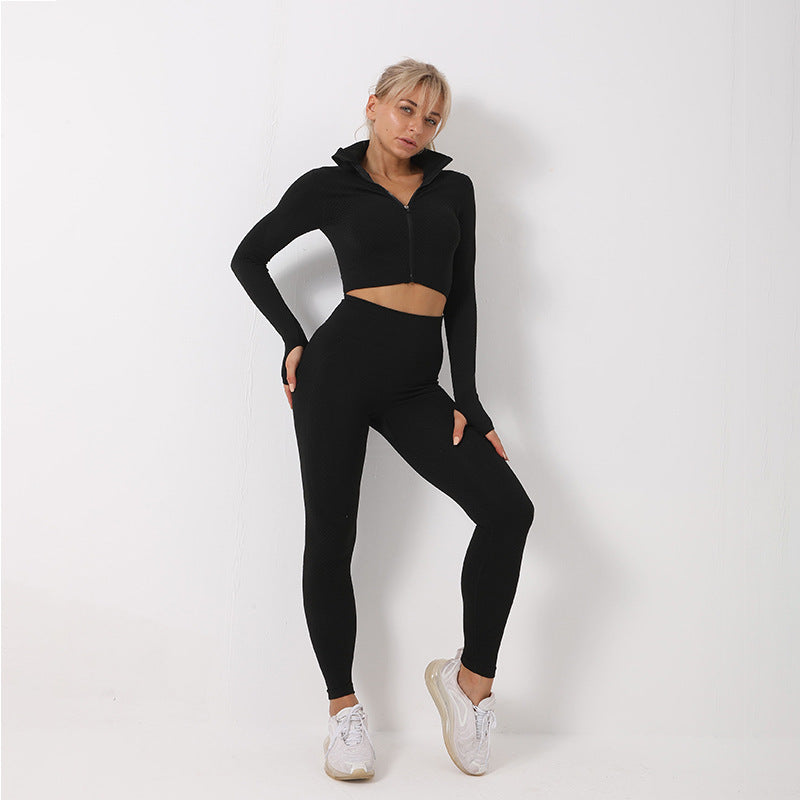 3PCS Yoga Set Seamless Sport Set Women Gym Clothing Leggings Women Crop Top Sports Bra.