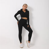 3PCS Yoga Set Seamless Sport Set Women Gym Clothing Leggings Women Crop Top Sports Bra.