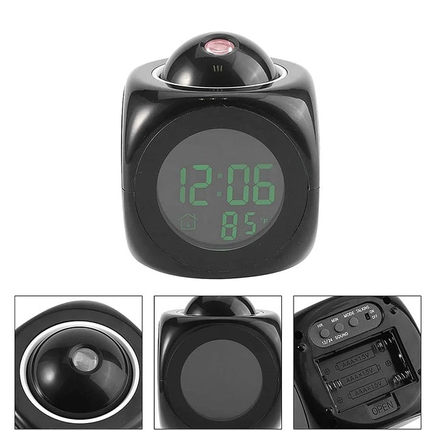 LED Projection Alarm Clock Digital LCD Display Voice Talking Weather Snooze USB