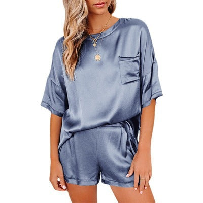Pajama Set Short Sleeve Sleepwear Women Home Clothing.
