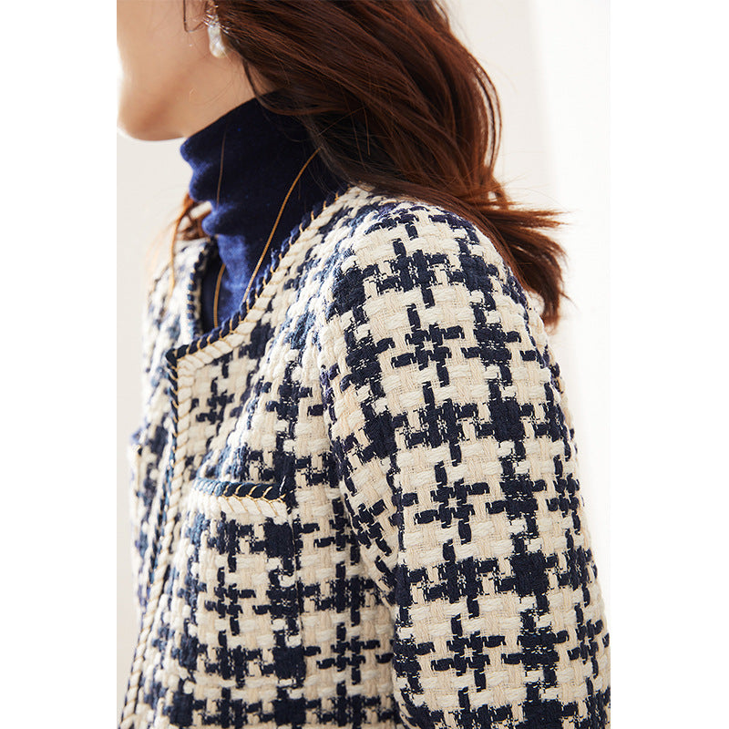 Houndstooth Small Fragrance Jacket Women Clothing.