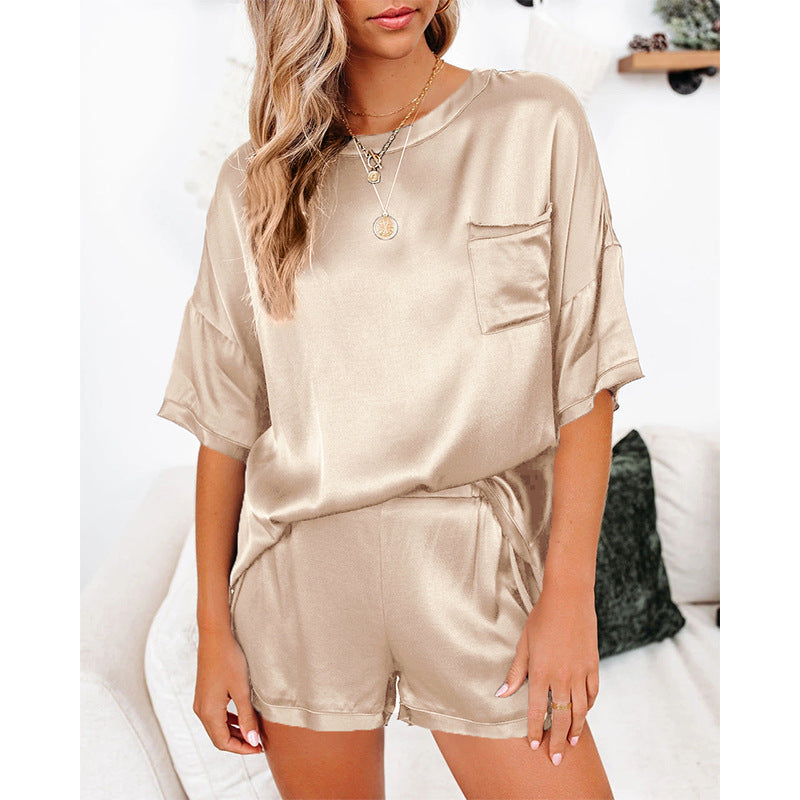 Pajama Set Short Sleeve Sleepwear Women Home Clothing.