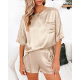 Pajama Set Short Sleeve Sleepwear Women Home Clothing.