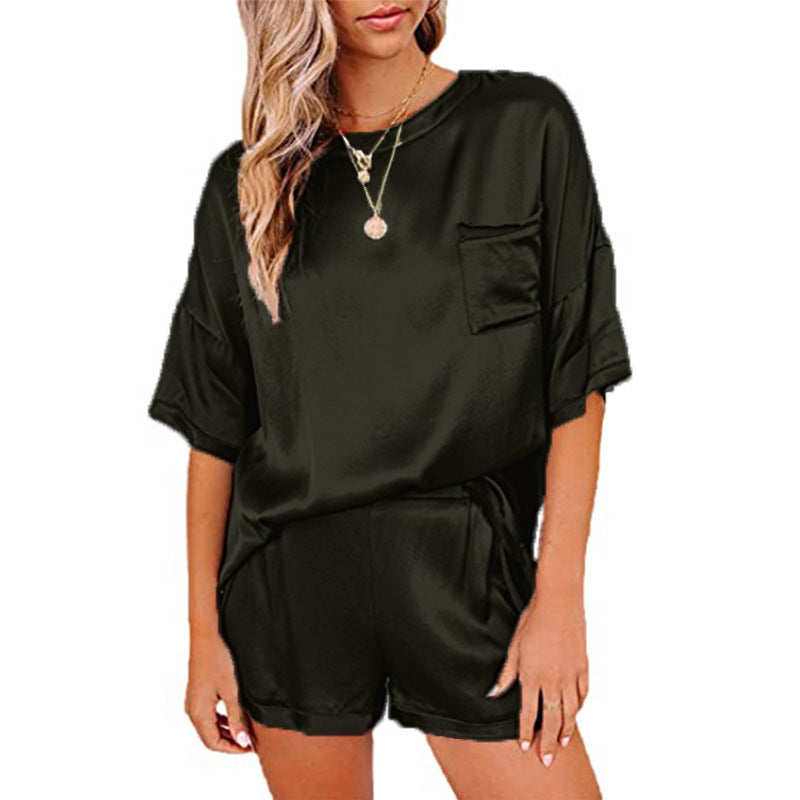 Pajama Set Short Sleeve Sleepwear Women Home Clothing.