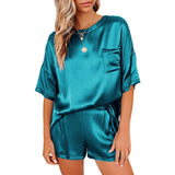 Pajama Set Short Sleeve Sleepwear Women Home Clothing.