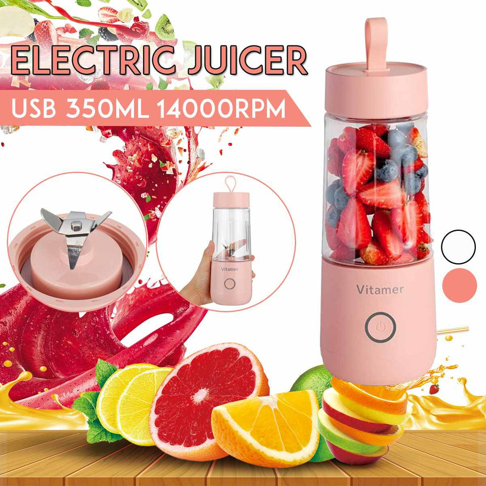 350ml Portable Blender Juicer Electric USB Rechargeable Mixer Smoothie Slushy Cup Juice