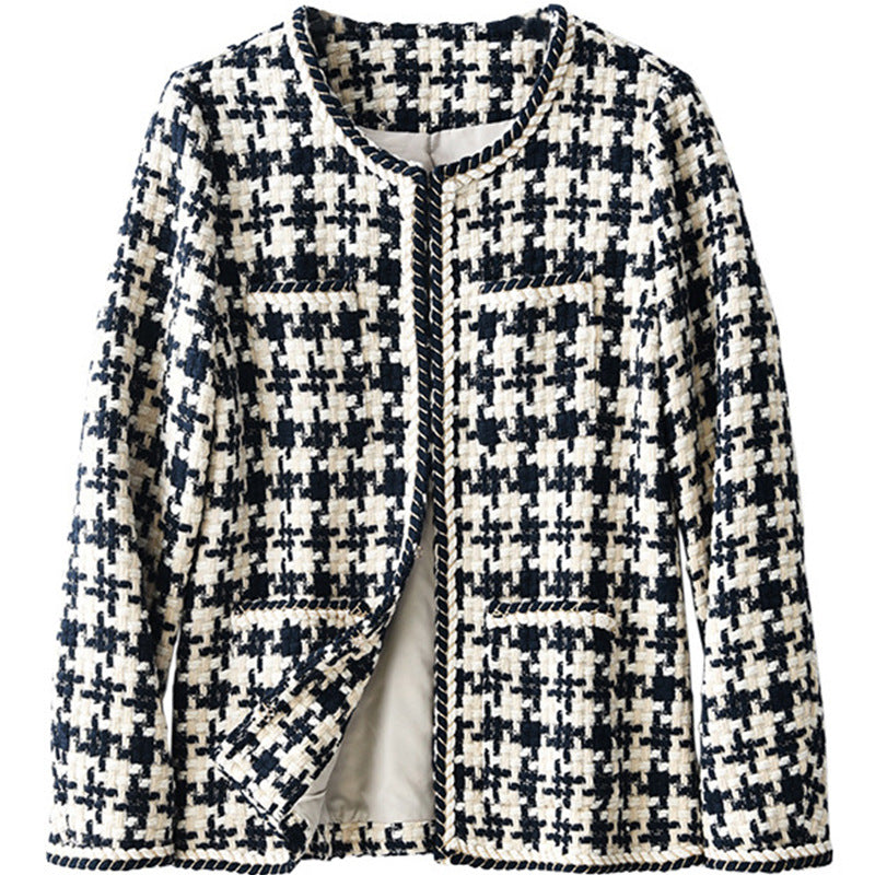 Houndstooth Small Fragrance Jacket Women Clothing.