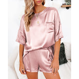 Pajama Set Short Sleeve Sleepwear Women Home Clothing.