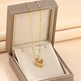 Double-layer Love Necklace With Rhinestones Titanium Steel Pendant Fashion Jewelry